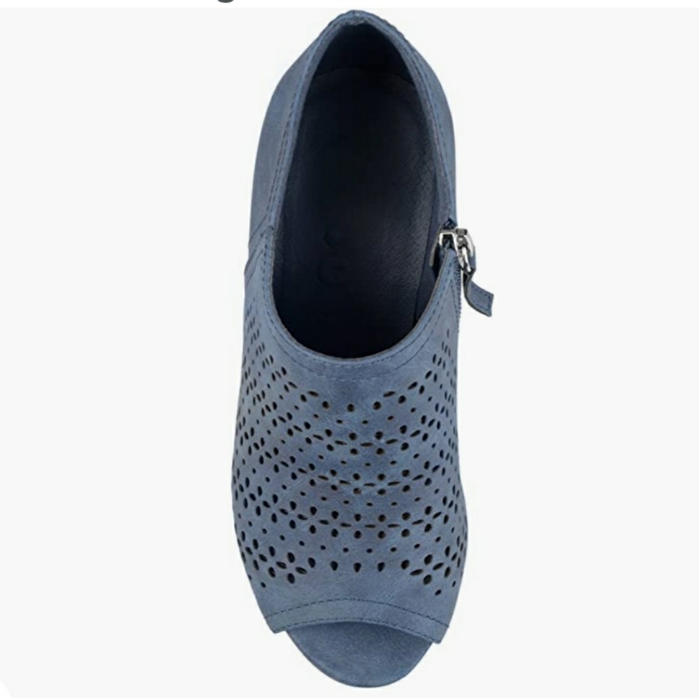 Brinley & Co Laser cut peep toe Wedge heels